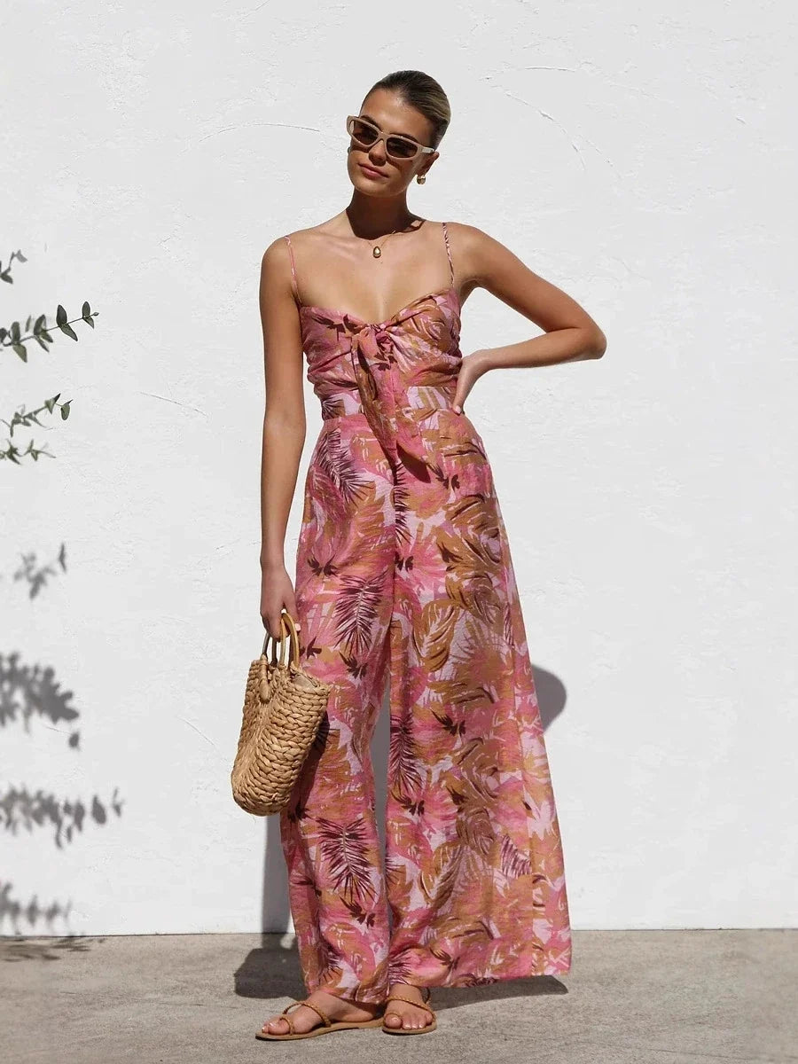Women's Printed Wide Leg Jumpsuit