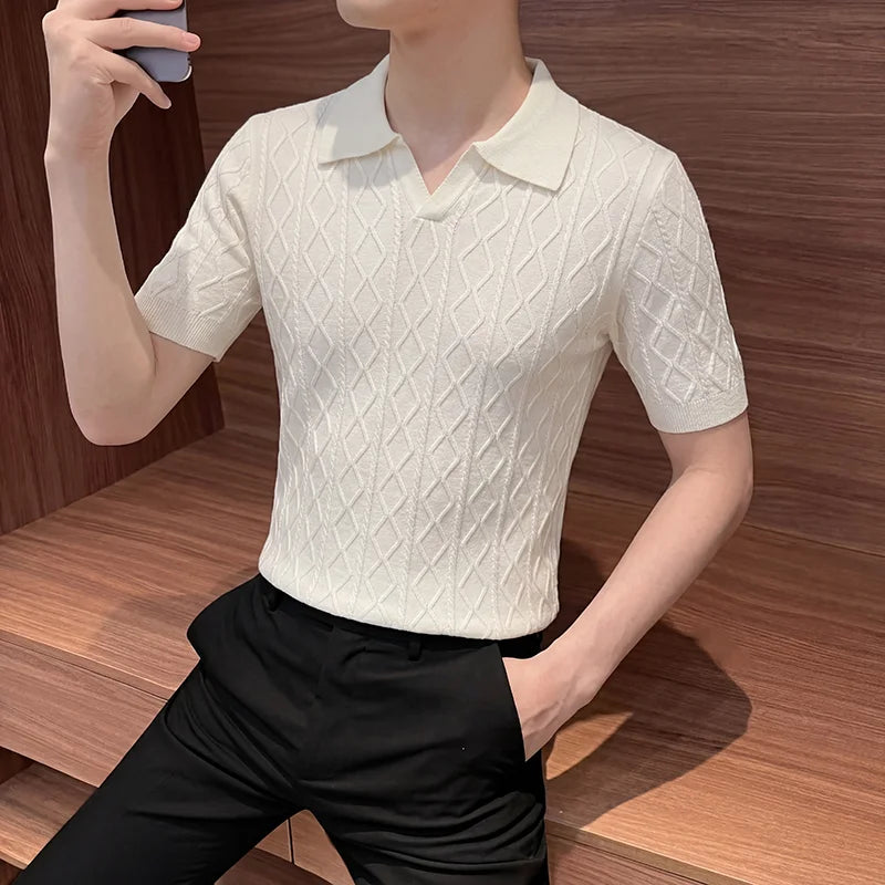 Slim Fit Plaid Short-Sleeve Polo Shirt