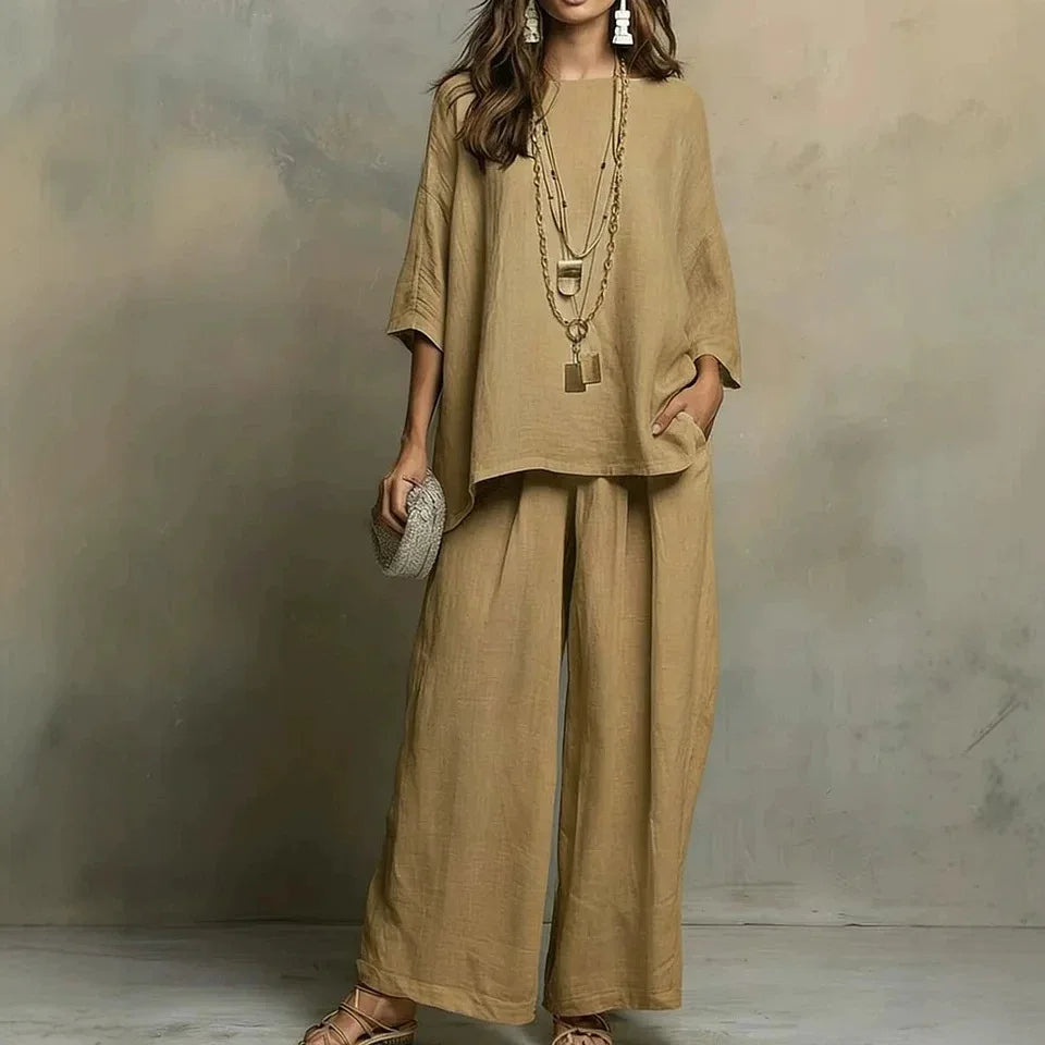 Women's Breathable Linen Pant Set