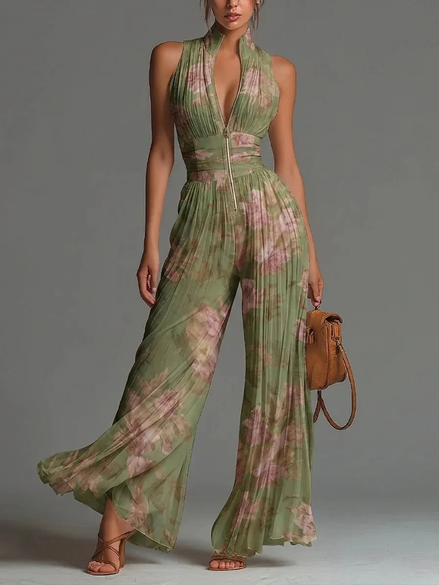 Women's Pleated Wide Leg Jumpsuit