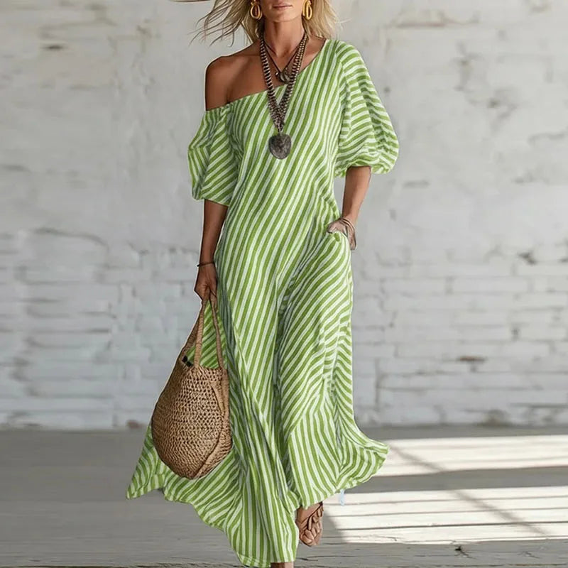 Women's One Shoulder Puff Sleeve Dress