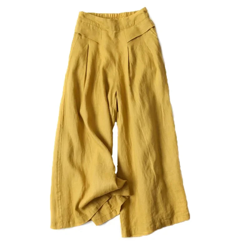 Women's Cotton Linen Wide Leg Pants