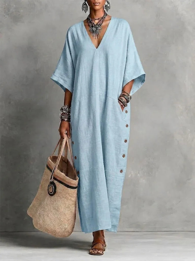 Women's Relaxed V Neck Maxi Dress