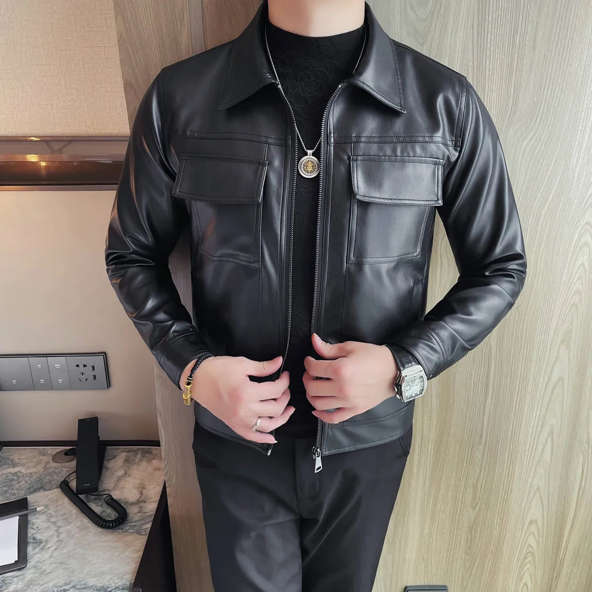 Slim Fit Leather Jacket