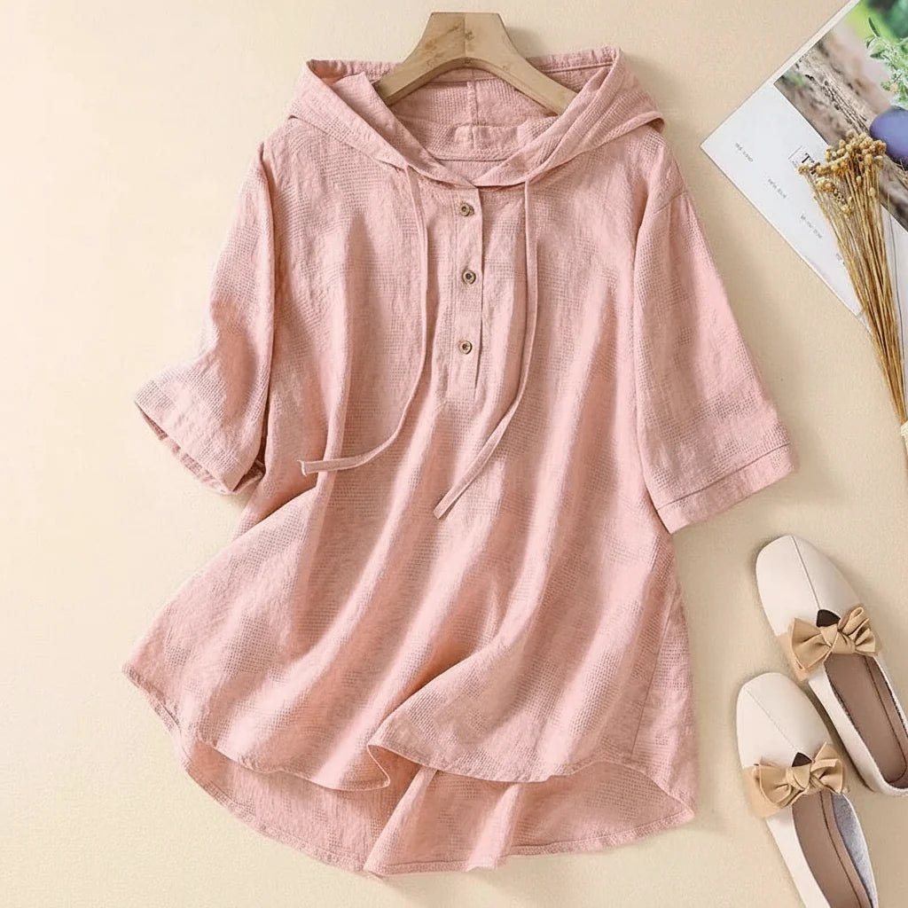 Women's Hooded Button Blouse