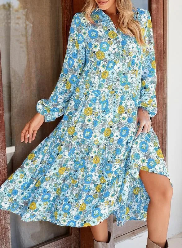 Women's Floral Bohemian Maxi Dress