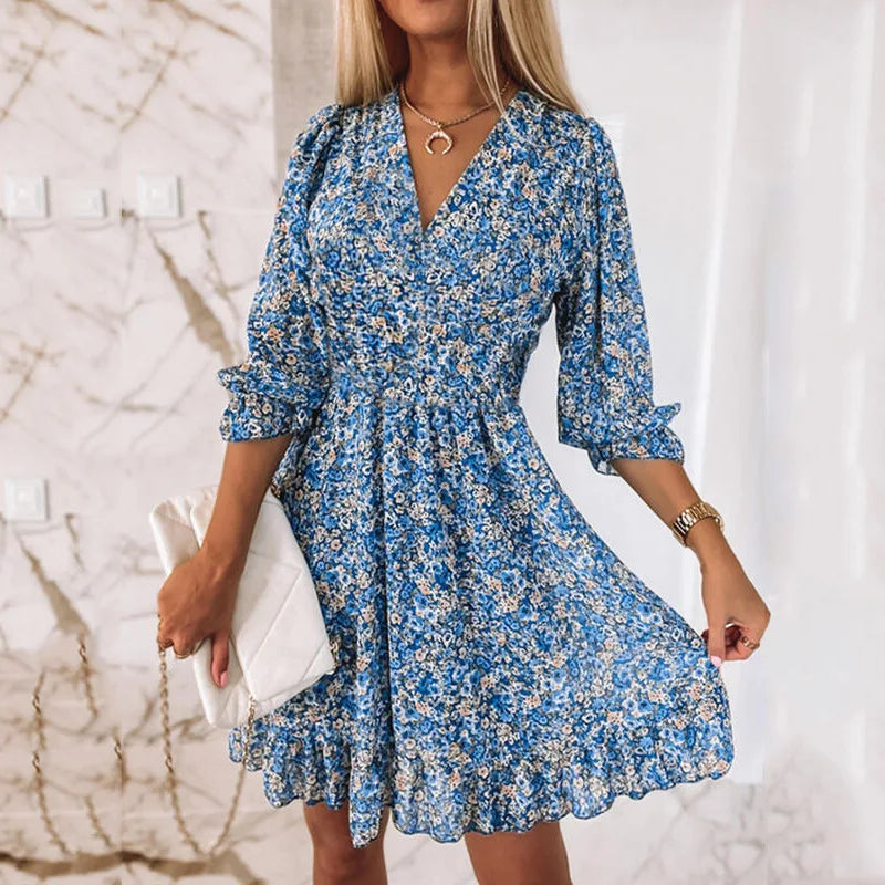Women's Boho Floral Mini Dress