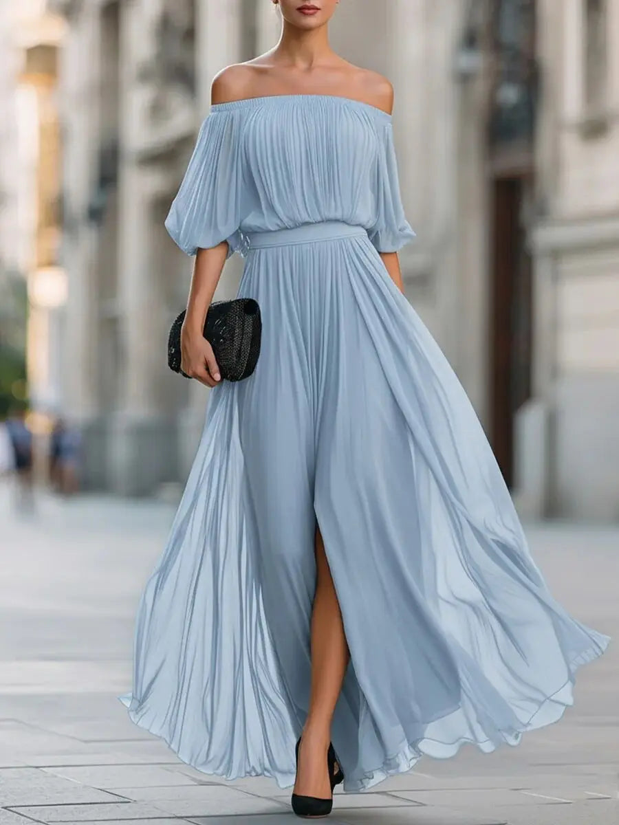 Women's Elegant Flowy Off Shoulder Maxi Dress