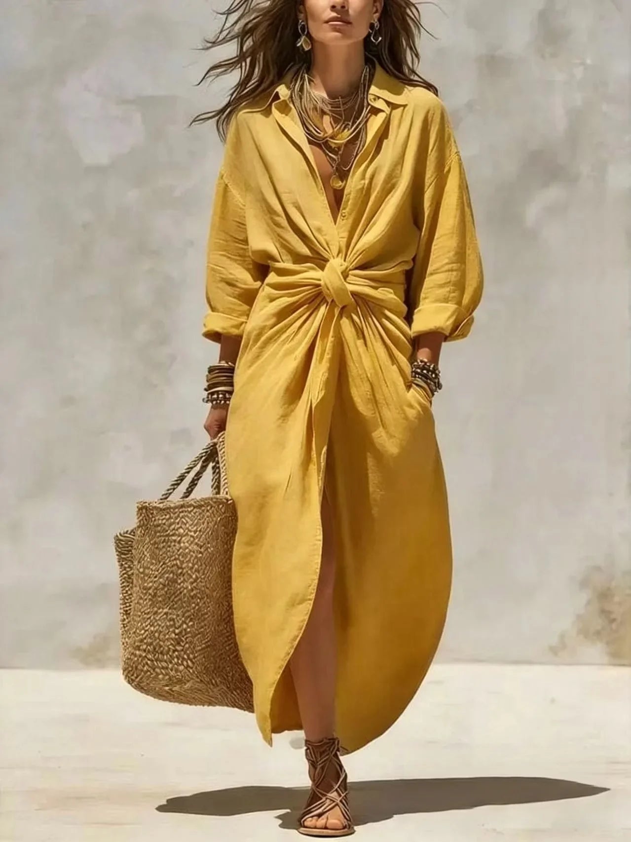 Women's Relaxed Shirt Maxi Dress