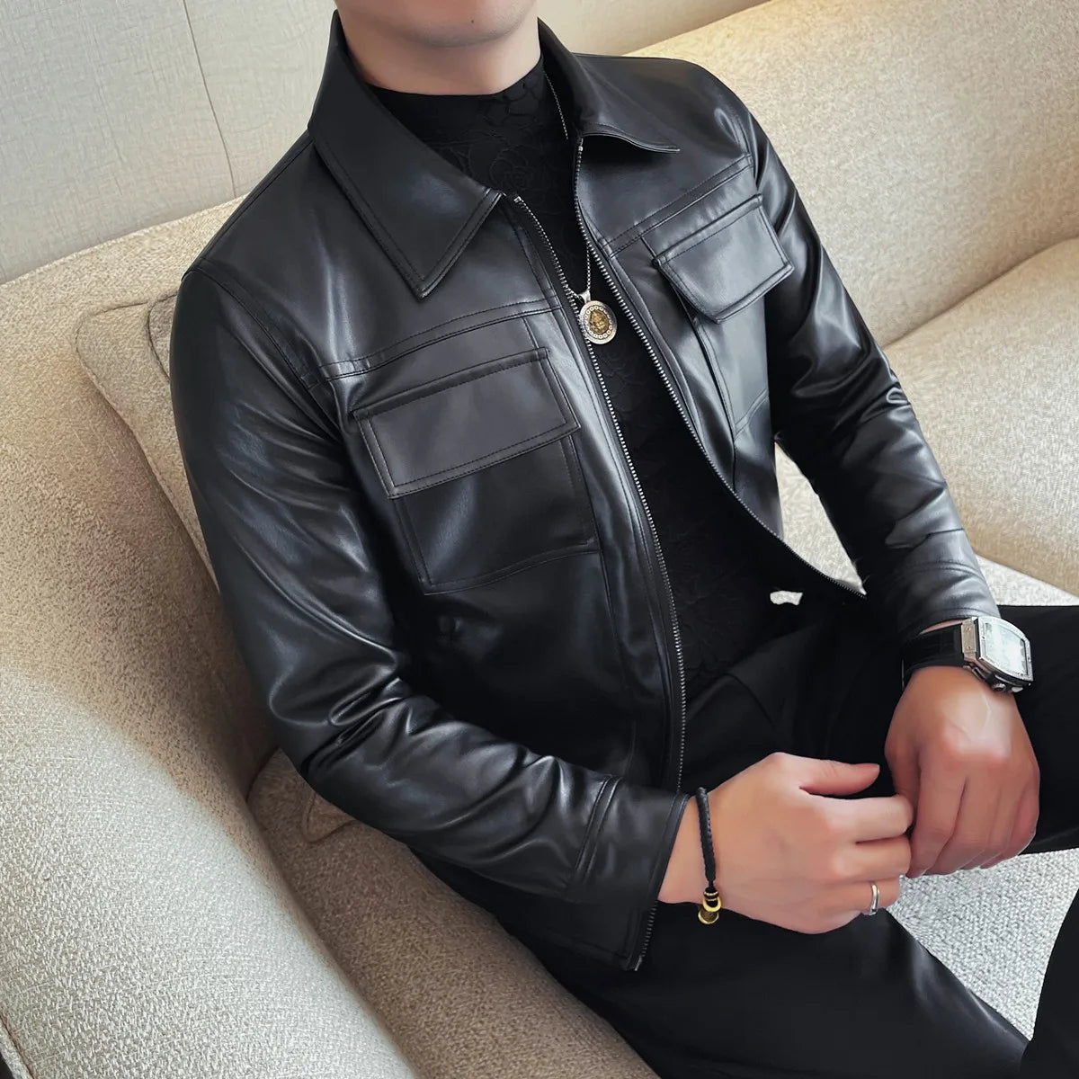 Slim Fit Leather Jacket