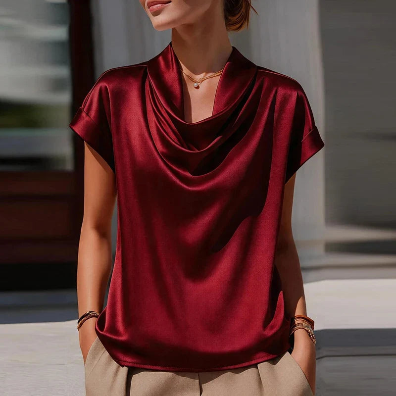 Women's Draped Cowl Neck Blouse