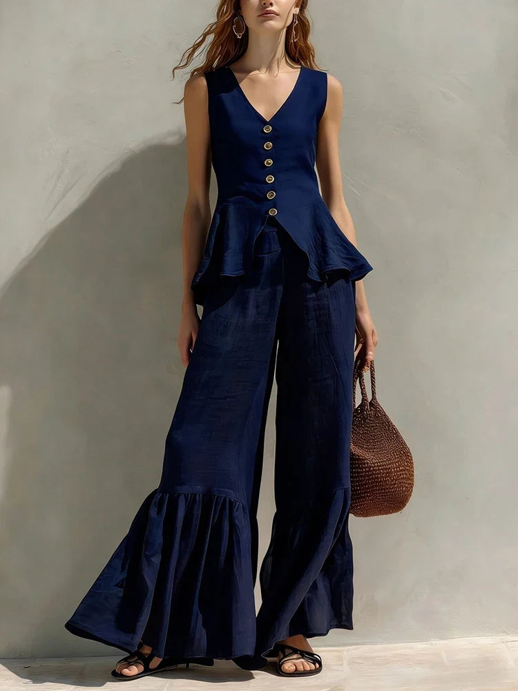 Women's Ruffle Wide Leg Set