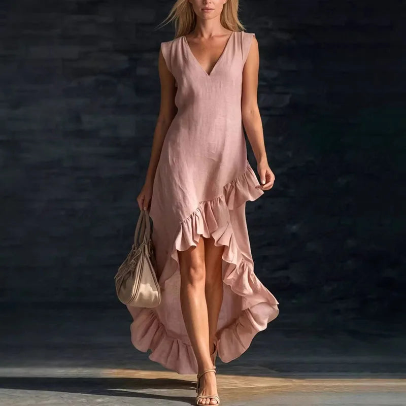 Women's Sleeveless Ruffle Maxi Dress