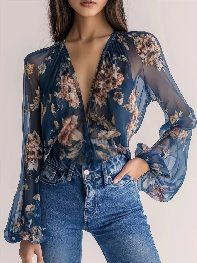 Women's Floral Chiffon Blouse