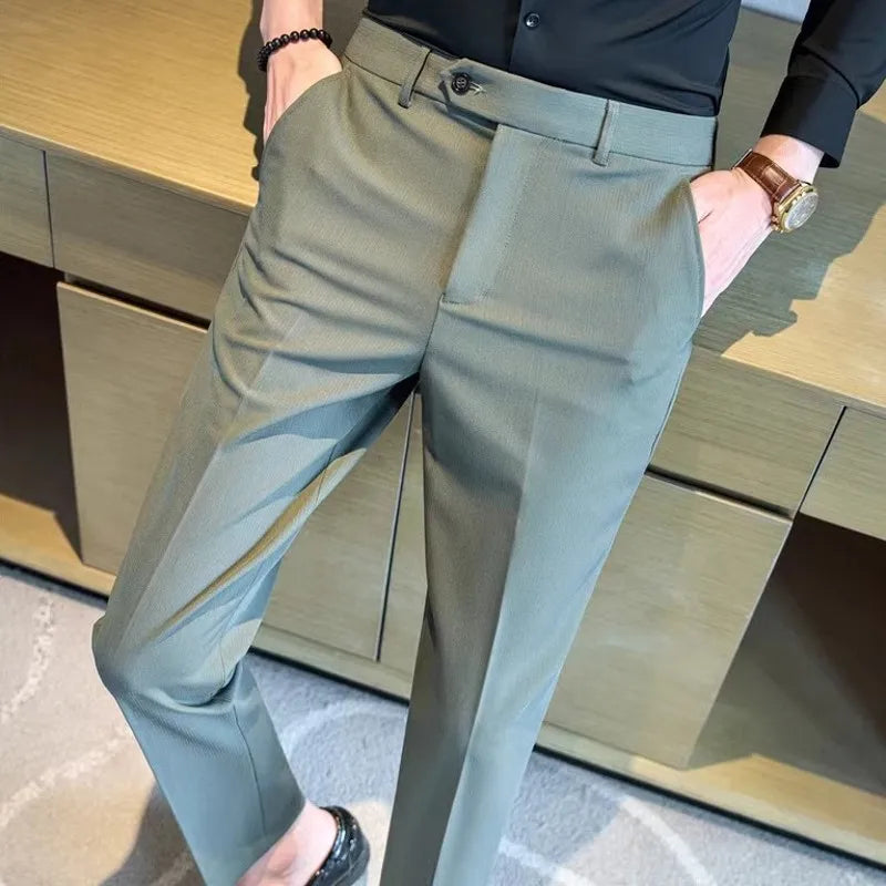 Slim Fit Striped Suit Trousers