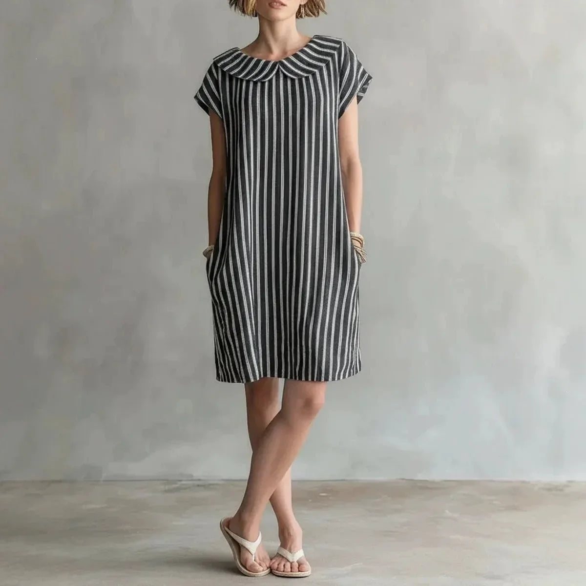 Women's Striped Casual Shift Mini Dress