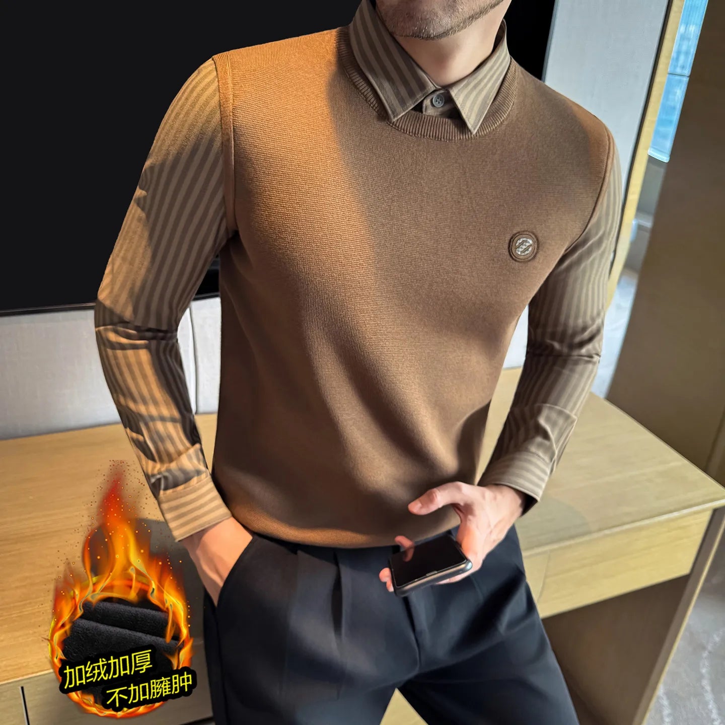 Slim Fit Striped Knit Sweater