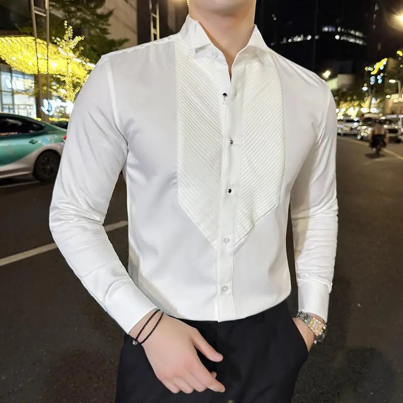 Slim Fit Long-Sleeve Tuxedo Shirt