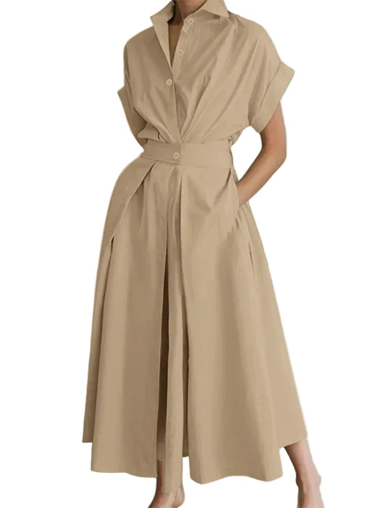 Women's Relaxed Short Sleeve Midi Dress