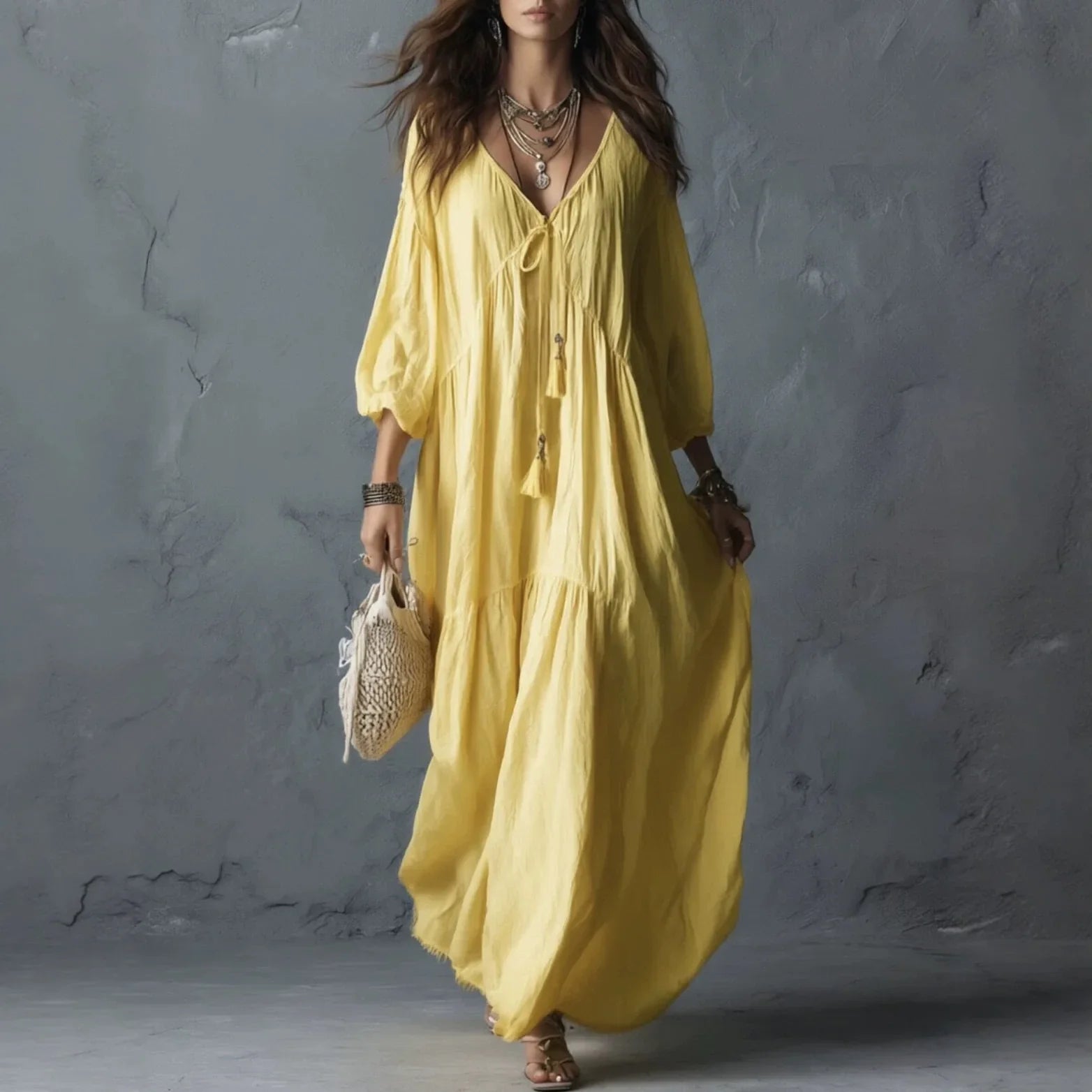 Women's Tassel Tie Maxi Dress