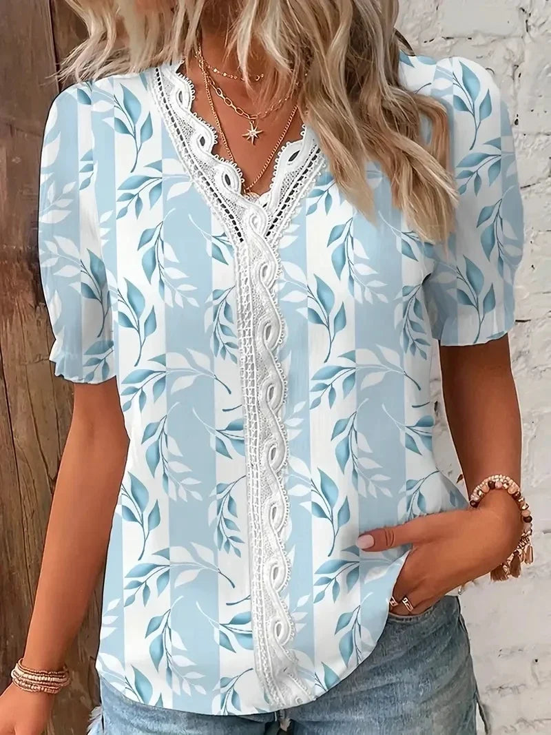 Women's Floral V Neck Blouse
