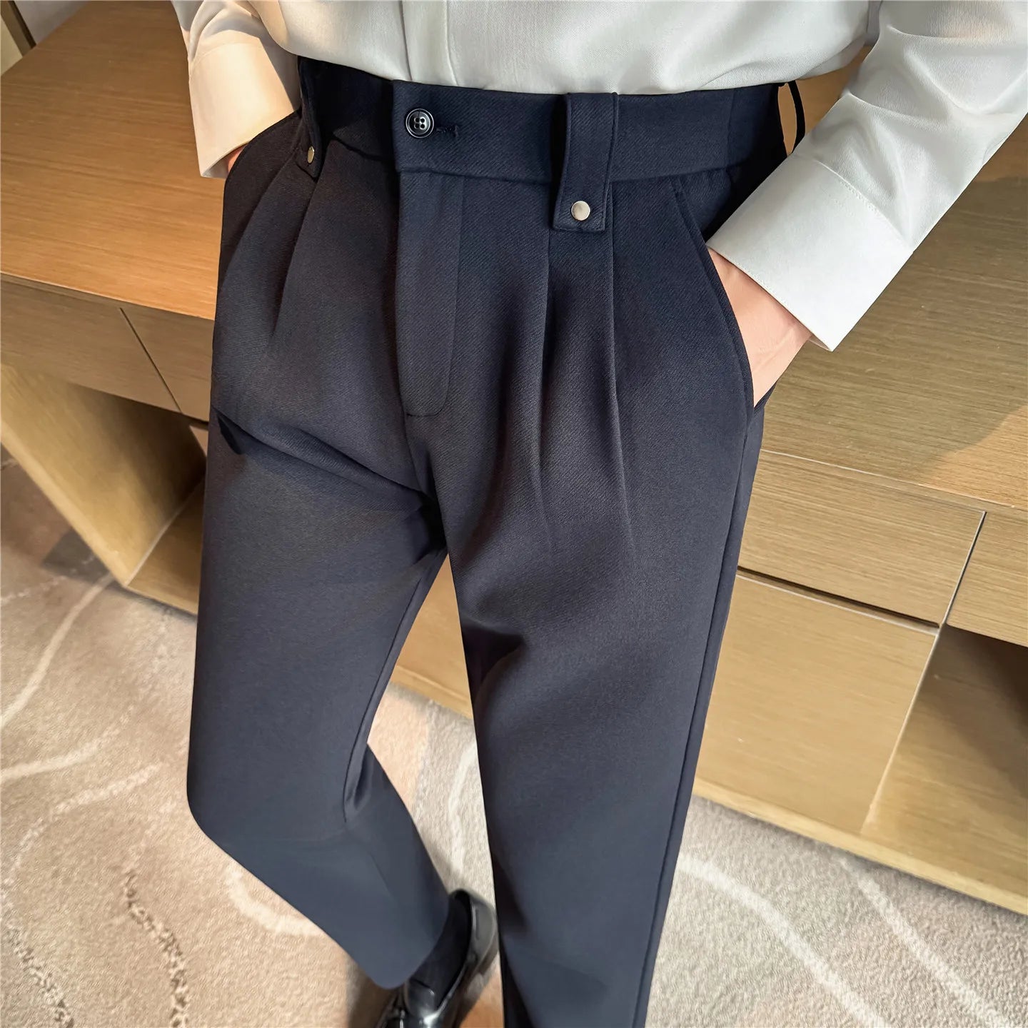 Slim Fit Wool Suit Trousers