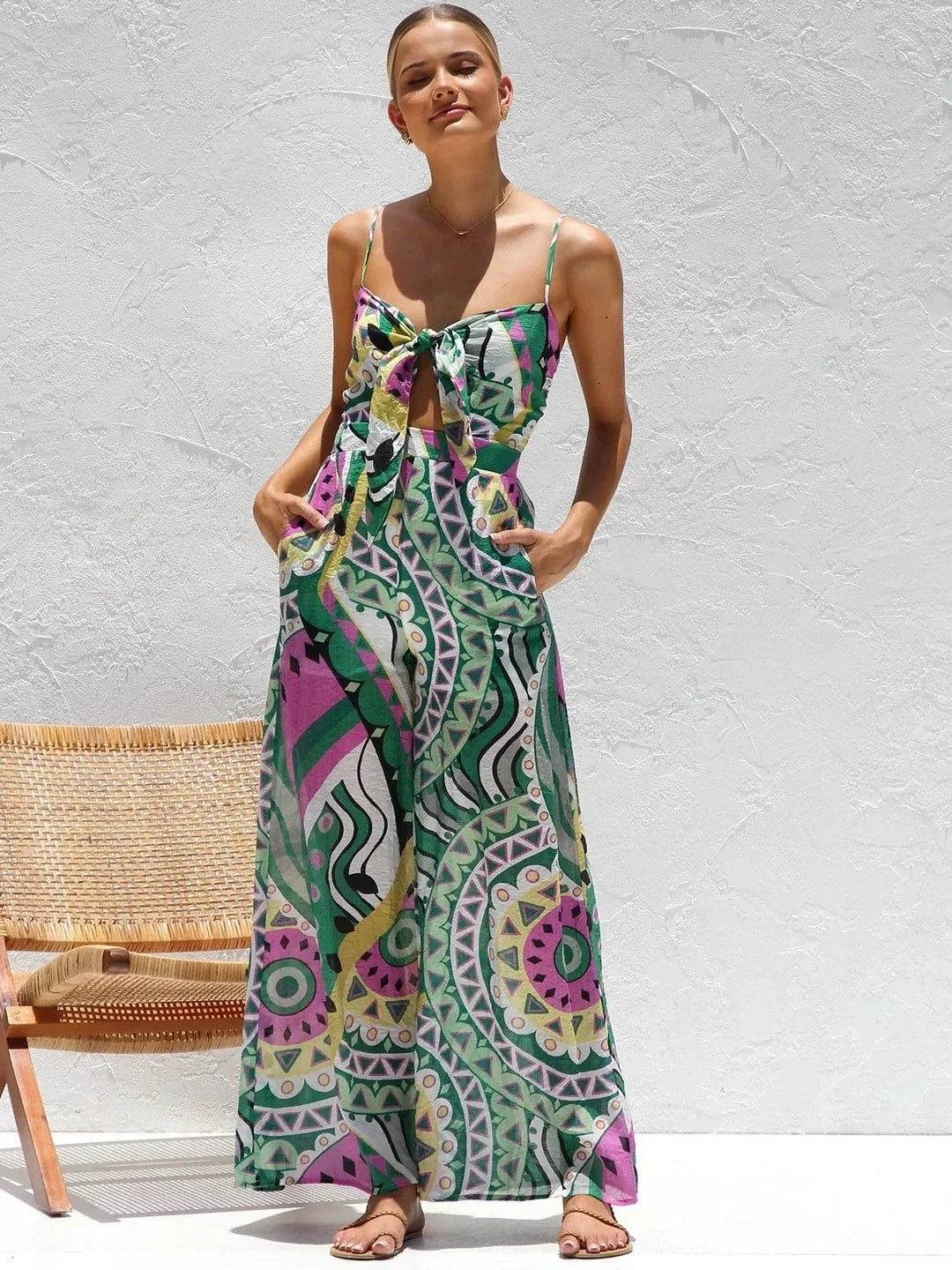 Women's Printed Wide Leg Jumpsuit