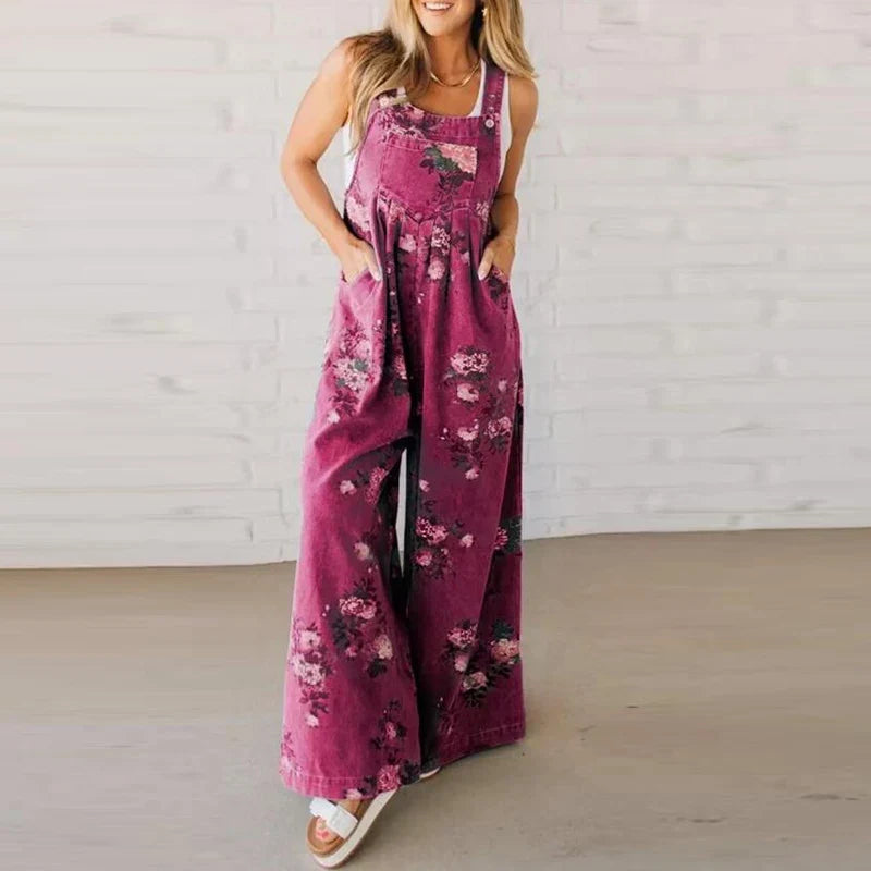 Women's Elegant Floral Wide Leg Jumpsuit