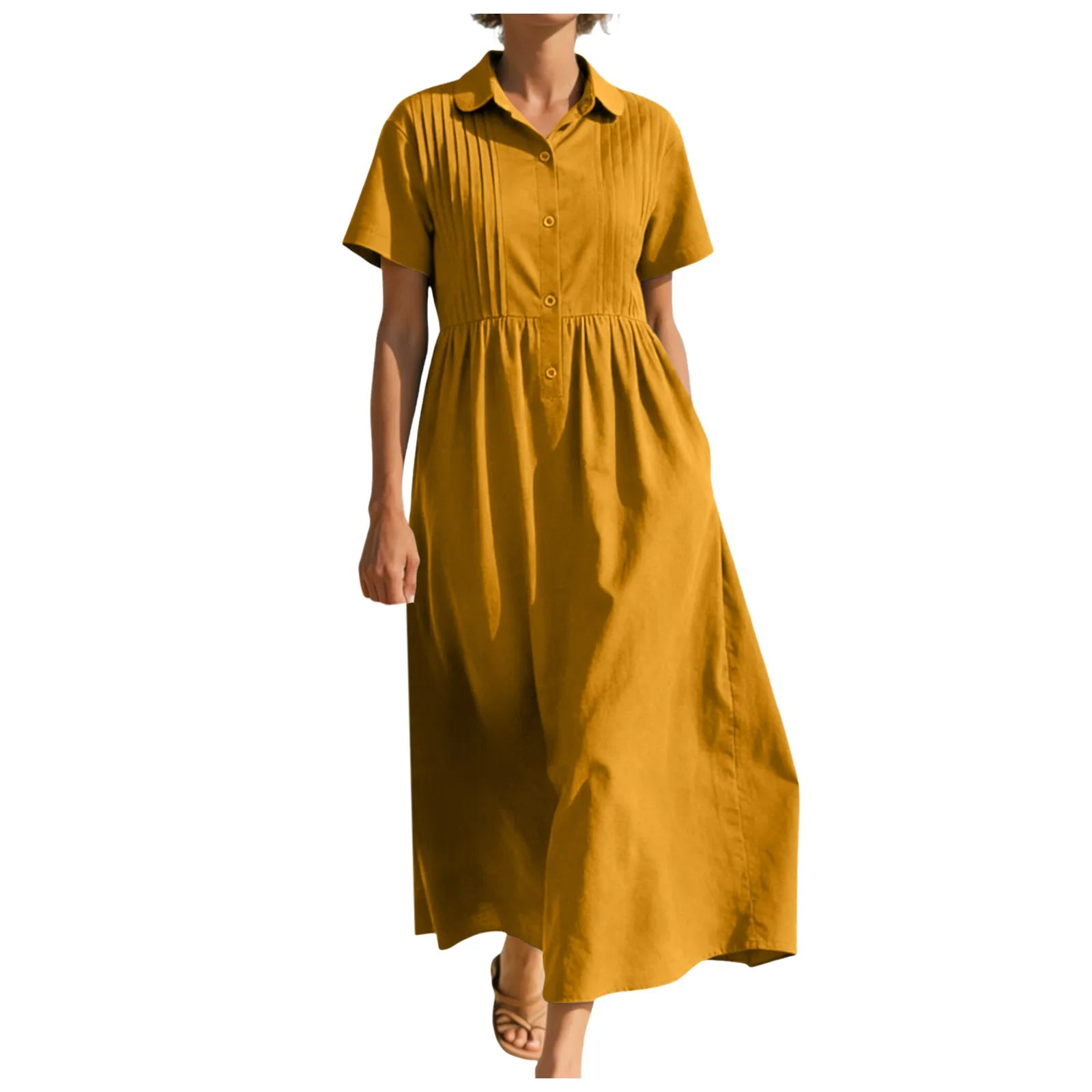 Women's Button Front Midi Dress