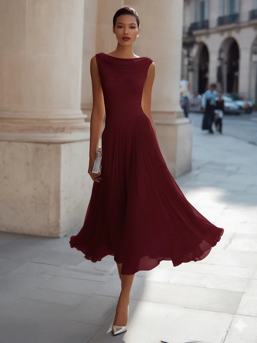 Women's Flowing Pleated Midi Dress