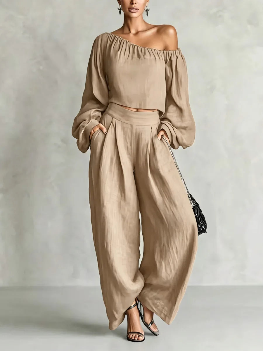 Women's Off Shoulder Trouser Set