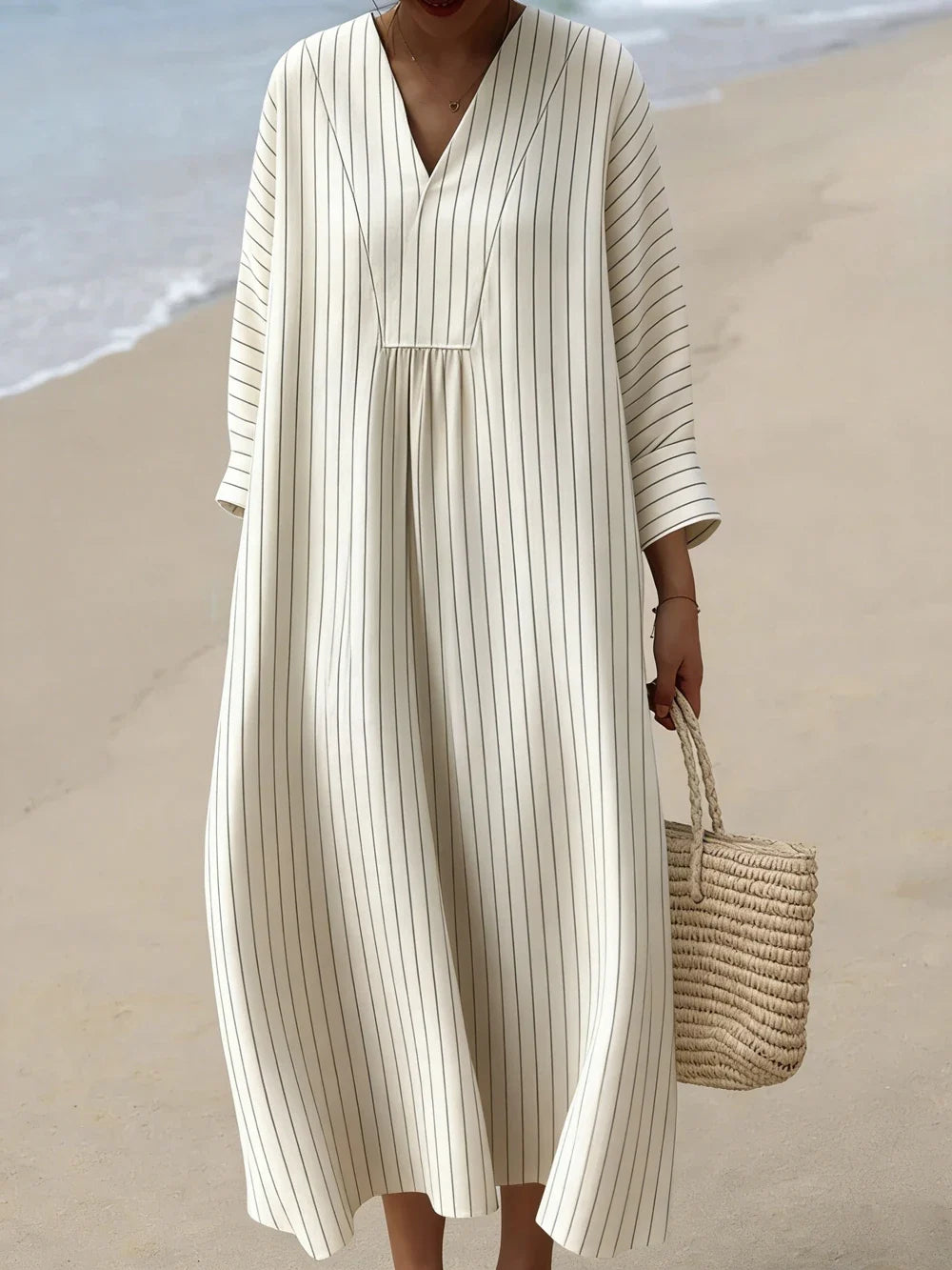 Women's V Neck Plaid Midi Dress