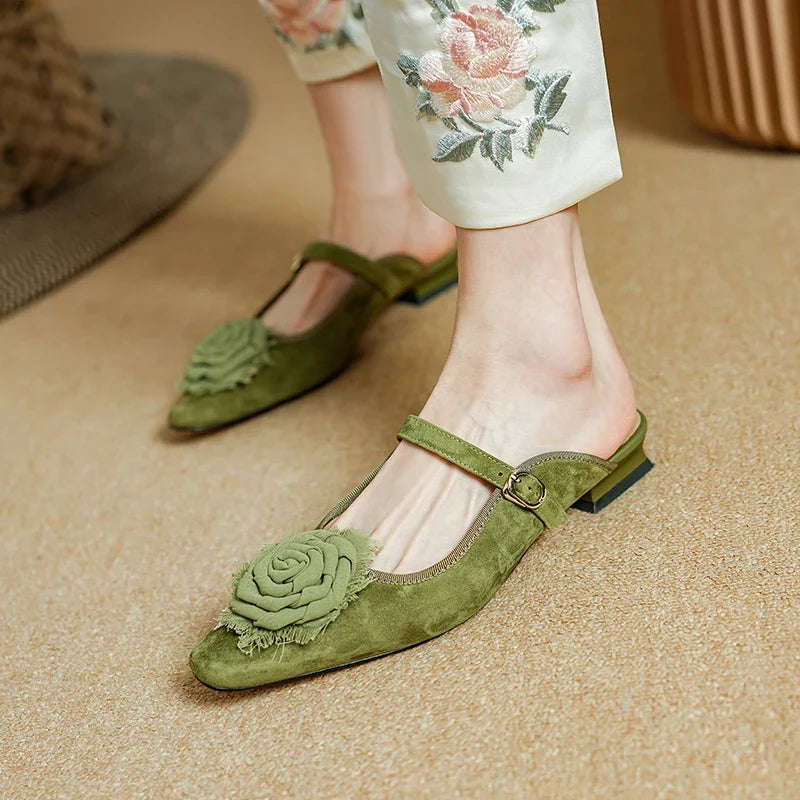 Women's Floral Mule Flats