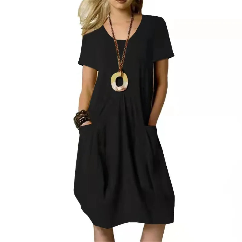 Women's Casual Pocket Midi Dress