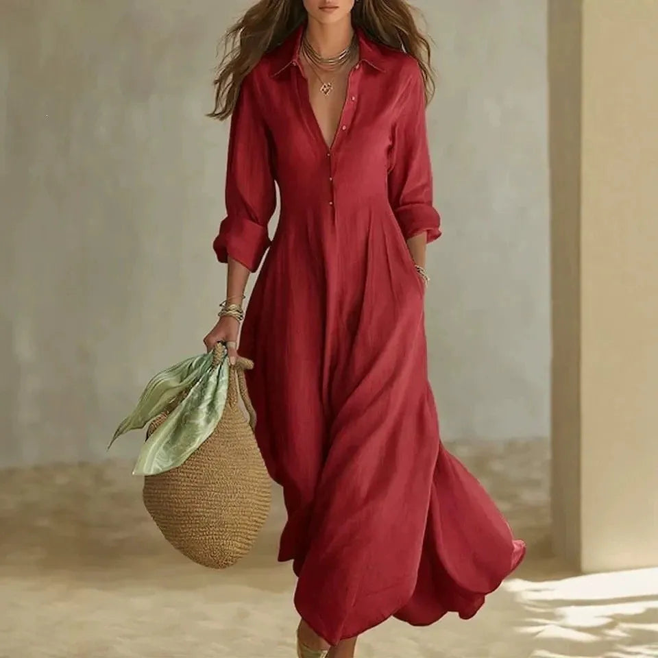 Women's Breathable Maxi Shirt Dress