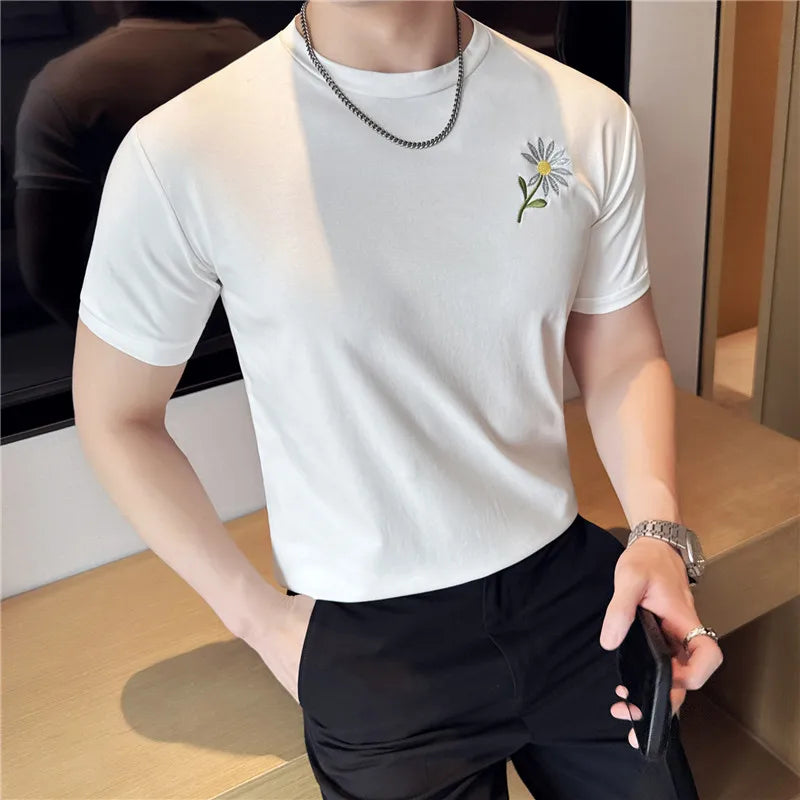 Slim Fit Embroidered Short-Sleeve T-Shirt