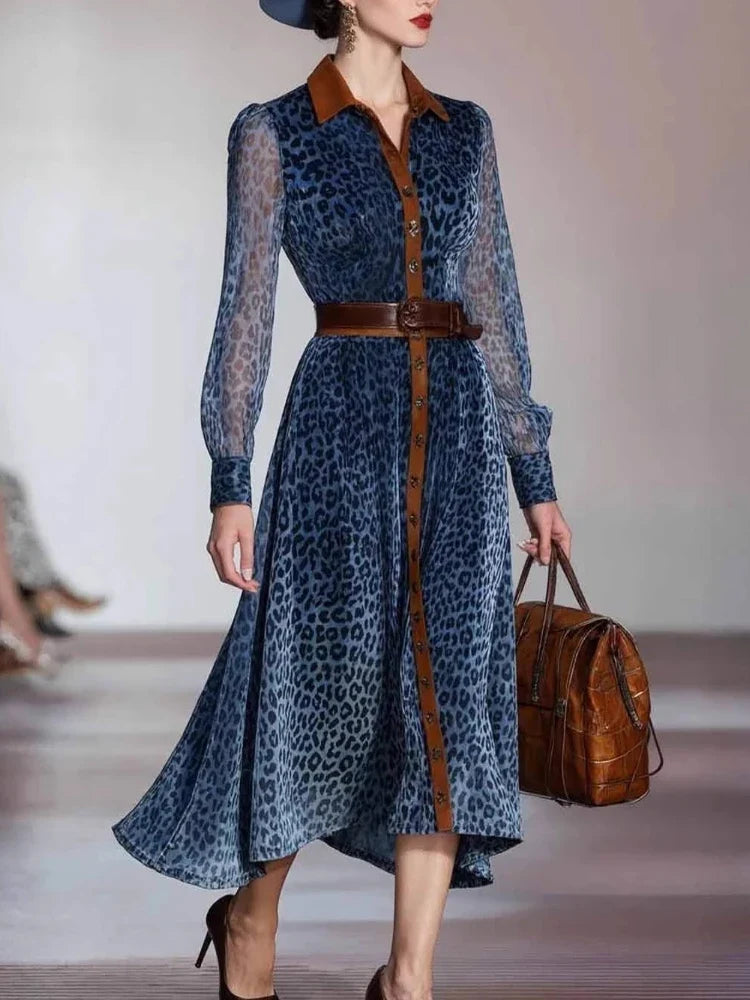 Women's Printed Mesh Midi Dress
