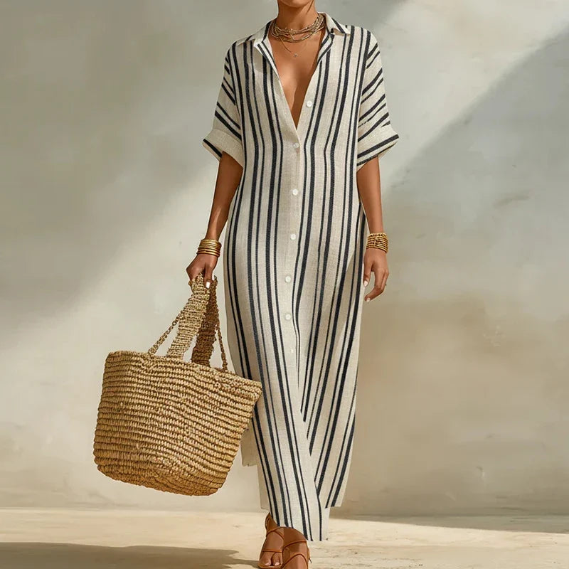 Women's Linen Long Shirt Dress