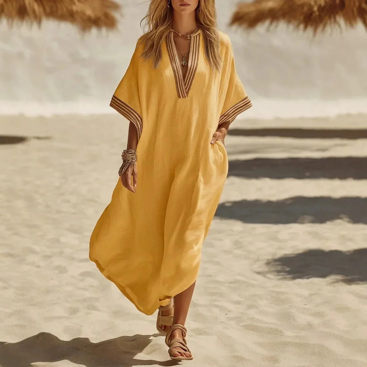Women's Breathable Kaftan Maxi Dress