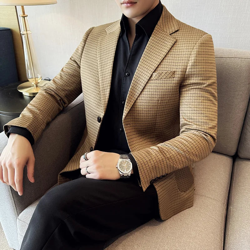 Slim Fit Plaid Blazer