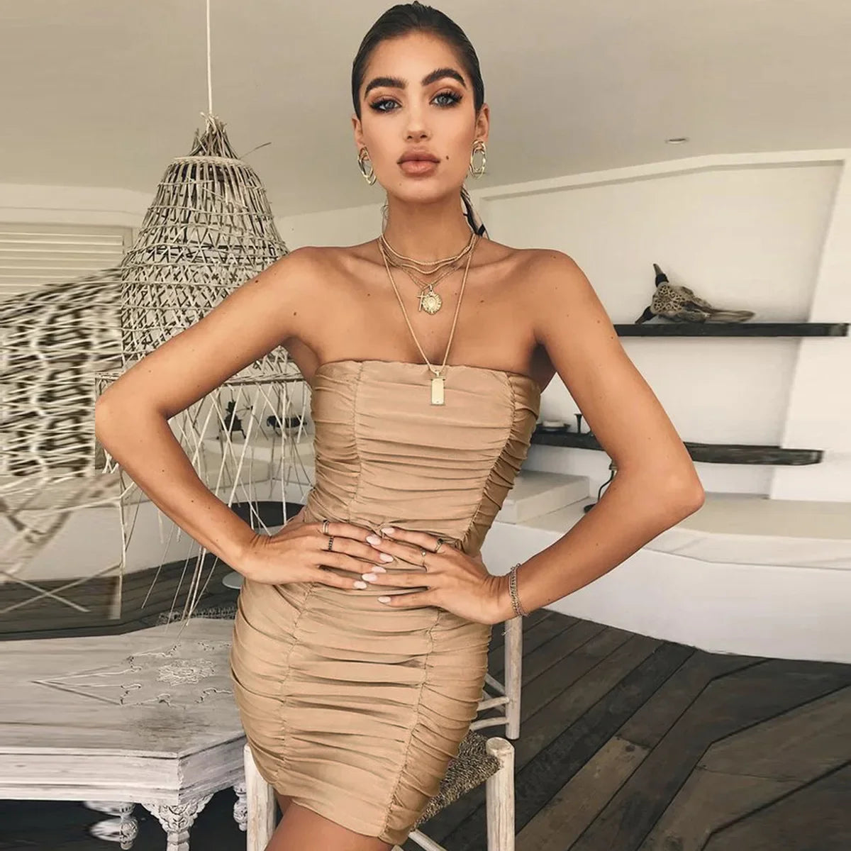 Women's Strapless Bodycon Mini Dress