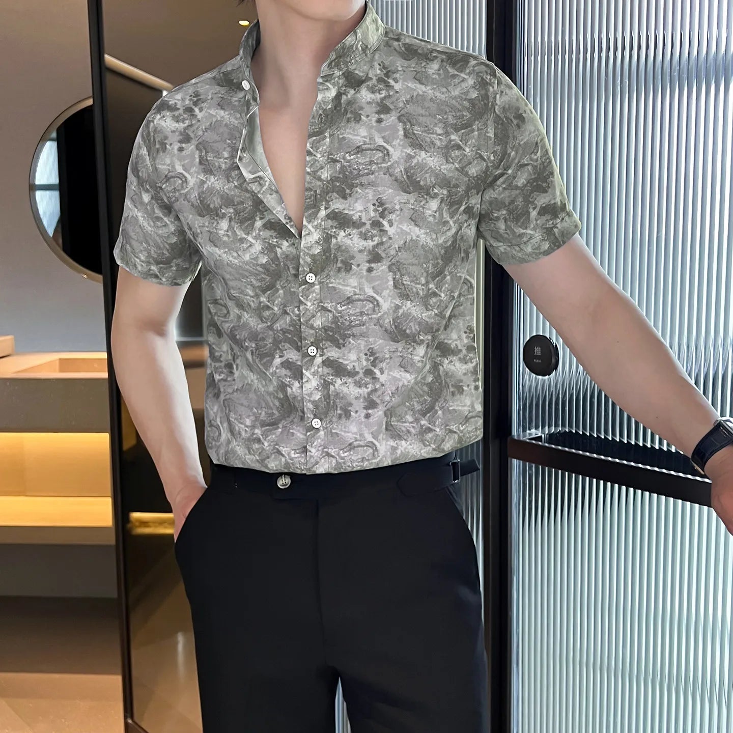 Slim Fit Short-Sleeve Linen Shirt