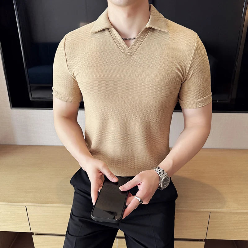 Slim Fit Short-Sleeve V-Neck Polo Shirt