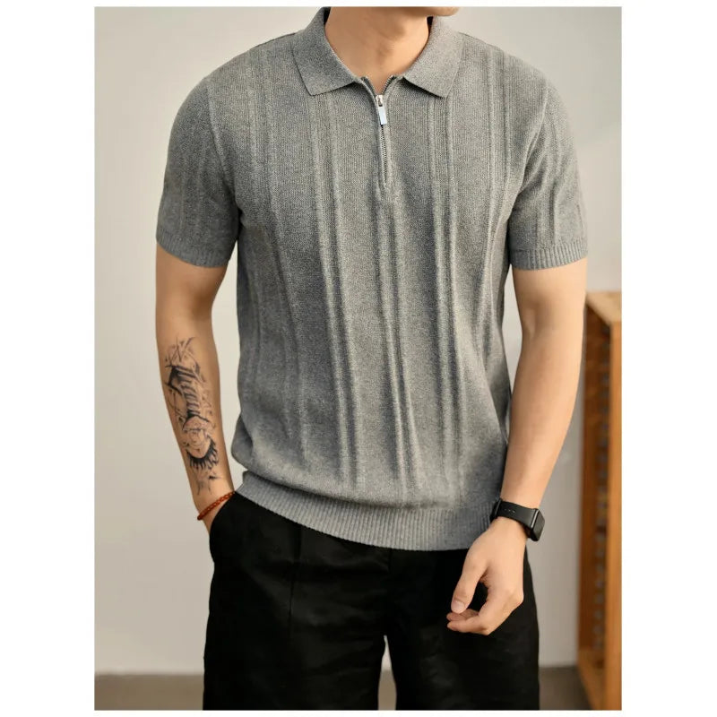 Striped Short-Sleeve Polo Shirt