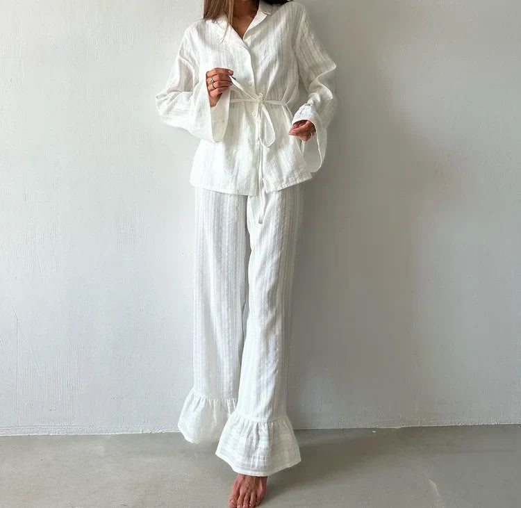 Women's Ruffle Trim Pajama Set