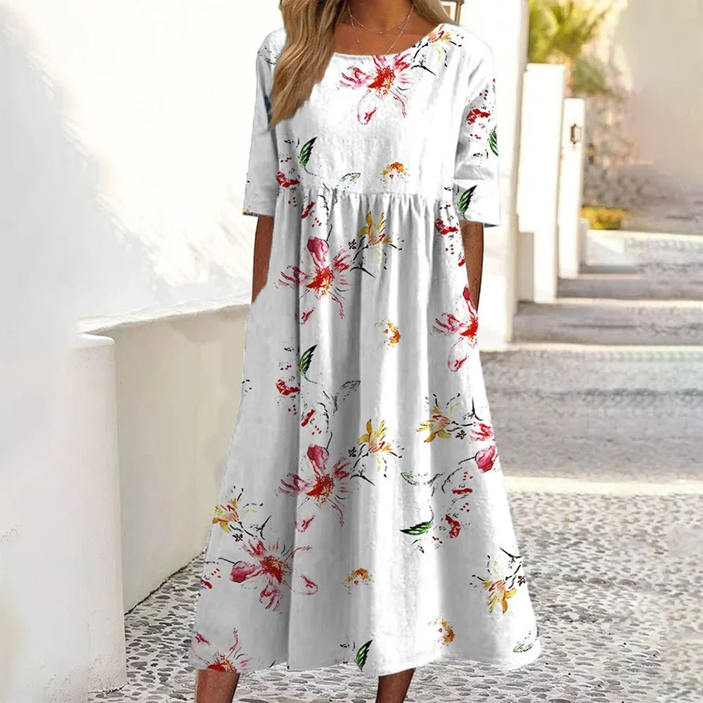 Women's Floral Printed Midi Dress