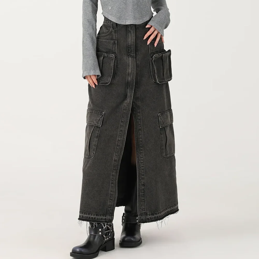 Women's Cargo Pocket Denim Skirt