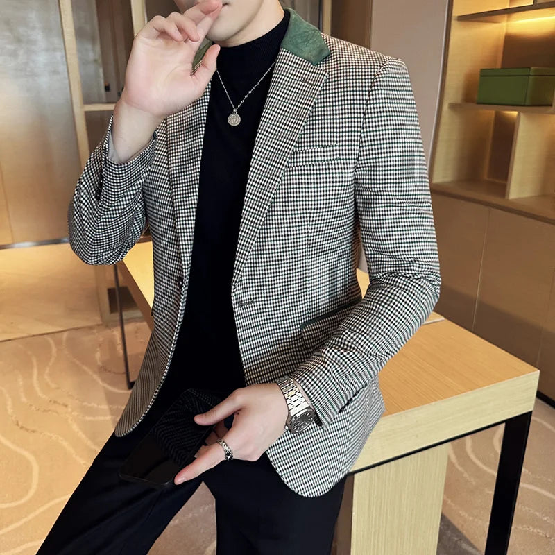 Slim Fit Houndstooth Blazer
