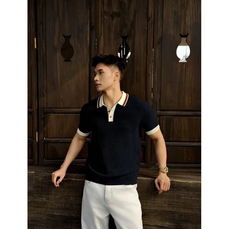Silk Short-Sleeve Polo Shirt