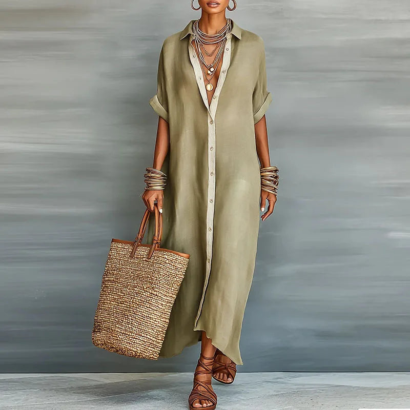 Women's Linen Long Shirt Sundress